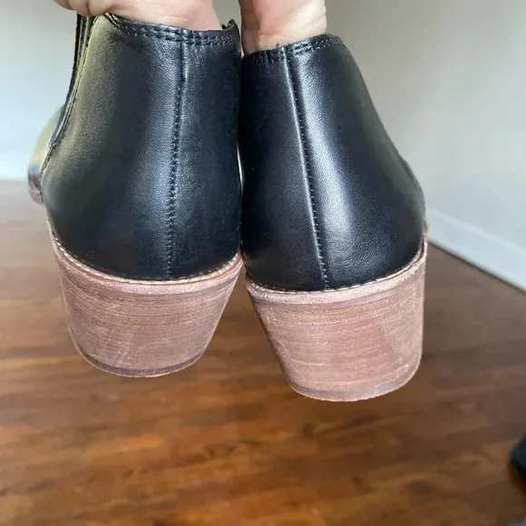 Madewell Black Leather Ankle Boots Low Heel Sz 9.5 Date Night Event Concert Boho