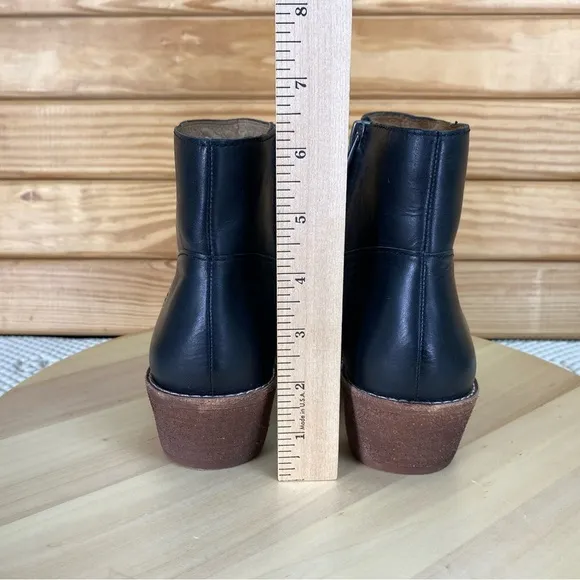 Madewell Charley Ankle Boots 8 US Pointed Side Zip Low Heel Black Leather K5307