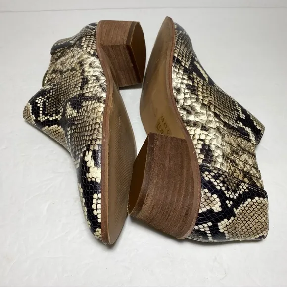 Madewell Low Chelsea Booties In Snake Embossed Leather Tan, Beige, Black Size 8