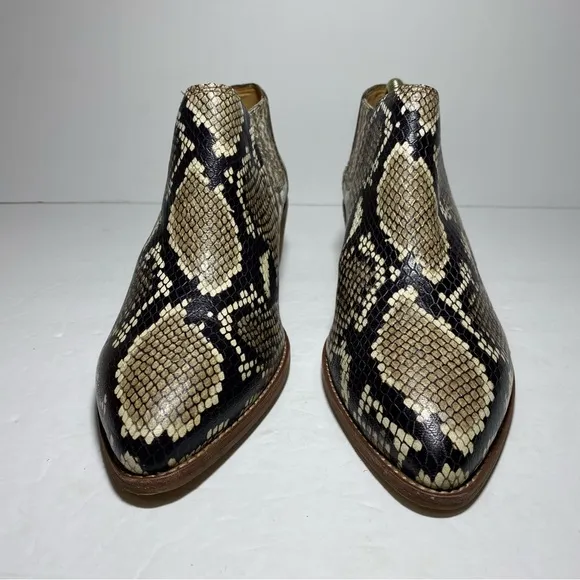 Madewell Low Chelsea Booties In Snake Embossed Leather Tan, Beige, Black Size 8
