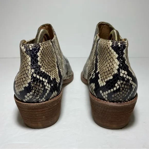 Madewell Low Chelsea Booties In Snake Embossed Leather Tan, Beige, Black Size 8