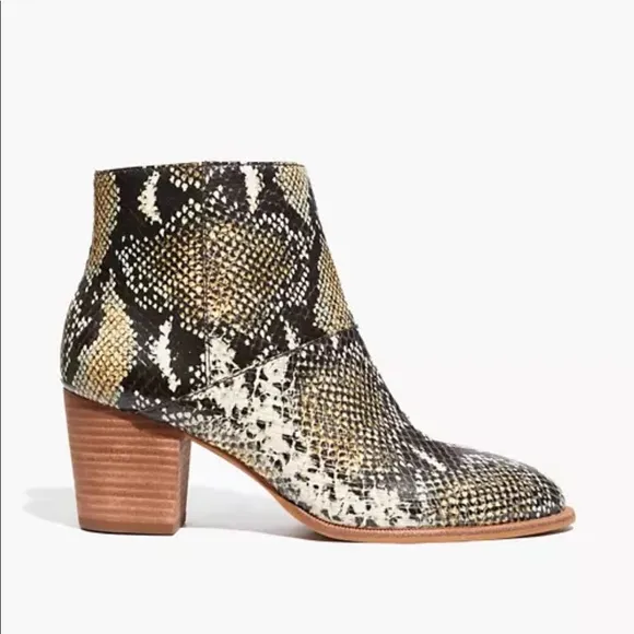 MADEWELL NWOT Taupe Brown Snake Snakeskin Leather Ankle Boots Booties Sz 7