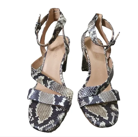 Madewell Snake The Liv Sandal in Snake Embossed Leather