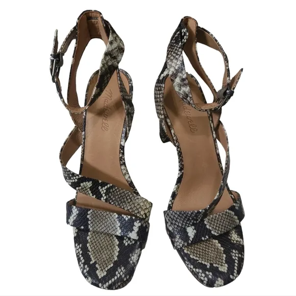 Madewell Snake The Liv Sandal in Snake Embossed Leather