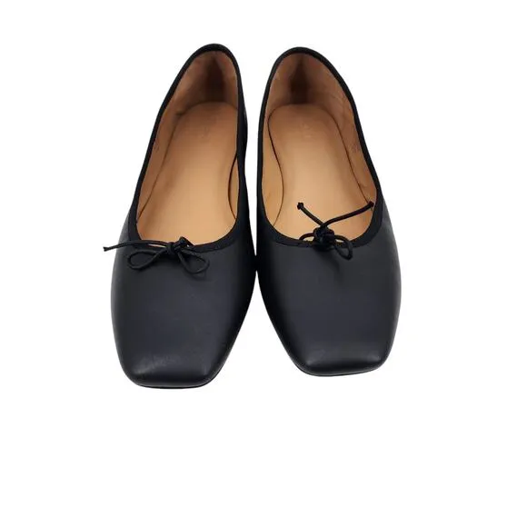 Madewell Women's Black The Anelise Ballet Leather Slip on Flat Shoes Size 12