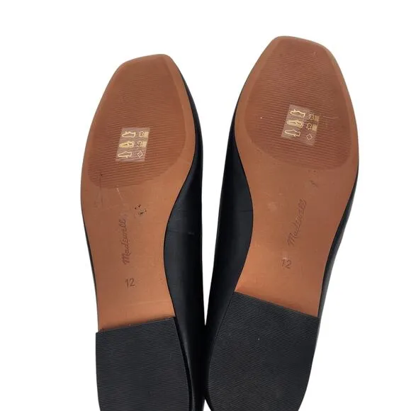 Madewell Women's Black The Anelise Ballet Leather Slip on Flat Shoes Size 12