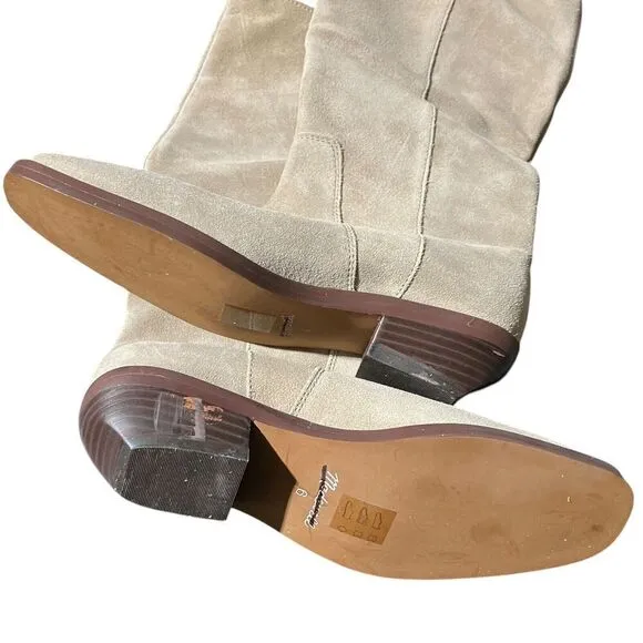 Madewell Boots WMNS 6 Beige Suede Antoine Tall Maple Seed Low Heel Capsule NN035