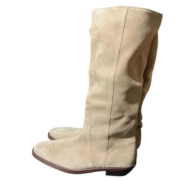 Madewell Boots WMNS 7 Beige Suede Antoine Tall Maple Seed Low Heel Capsule NN035