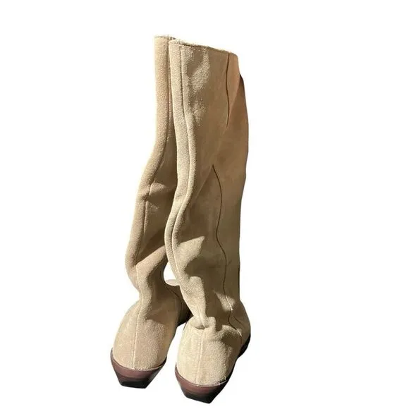 Madewell Boots WMNS 7 Beige Suede Antoine Tall Maple Seed Low Heel Capsule NN035