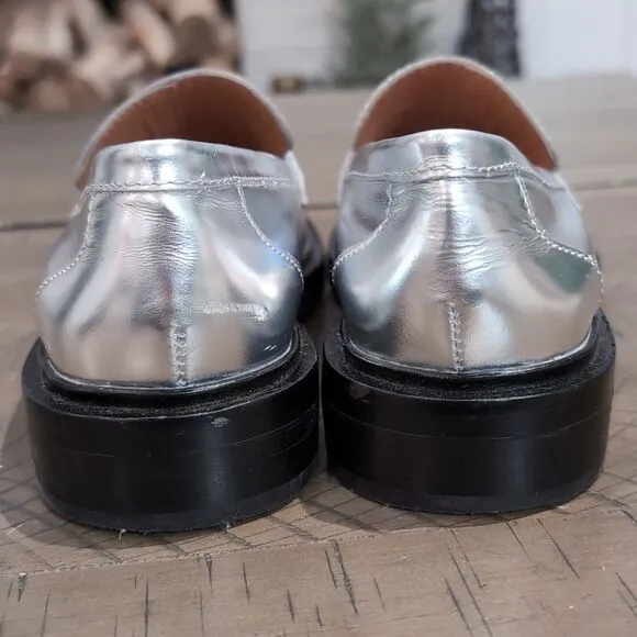 Madewell The Vernon Loafer Silver Patent Leather Sz 7