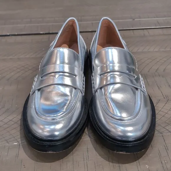 Madewell The Vernon Loafer Silver Patent Leather Sz 7