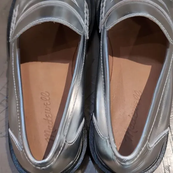 Madewell The Vernon Loafer Silver Patent Leather Sz 7