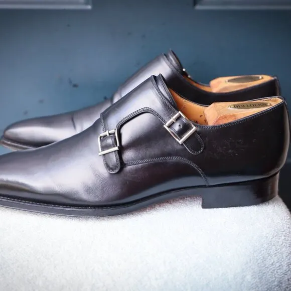Magnanni 10-M Double Monk Strap Black and Blue Mens Dress Shoes
