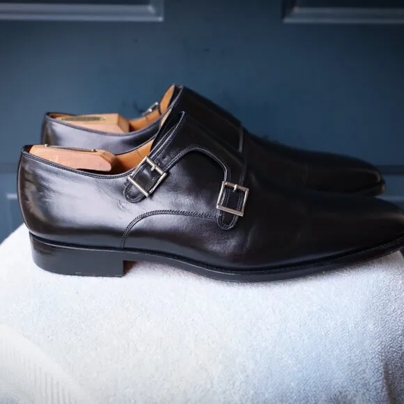Magnanni 10-M Double Monk Strap Black and Blue Mens Dress Shoes
