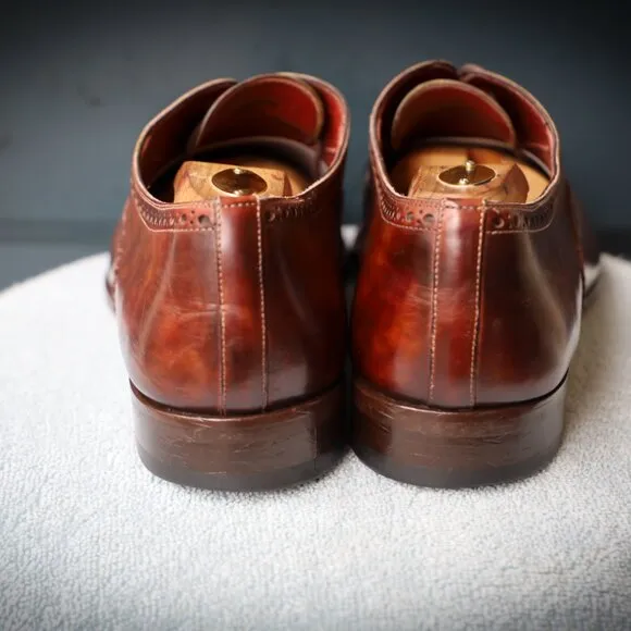 Magnanni 10.5-M Burnished Brown Chili Cap Toe Mens Oxford Dress Shoes