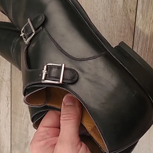 MAGNANNI Black Leather Double Monk Strap Sz‎ 10 M Slip On Dress Shoes