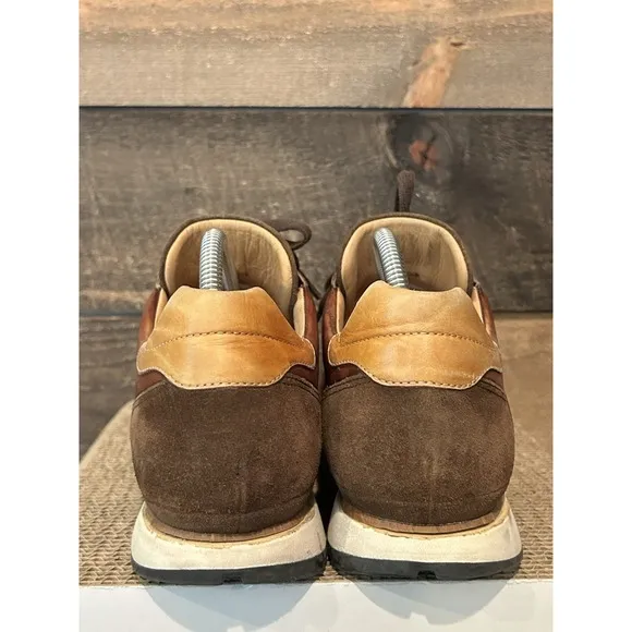 Magnanni Brown Suede &amp; Leather Lace Up Dress Sneakers Size 12/41 Men 19154