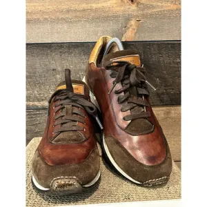 Magnanni Brown Suede &amp; Leather Lace Up Dress Sneakers Size 12/41 Men 19154