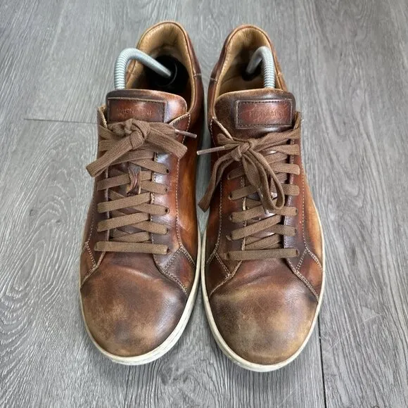 MAGNANNI ELONSO Cognac Brown Walnut Solid Low Top Men Casual Shoes Size 9 M