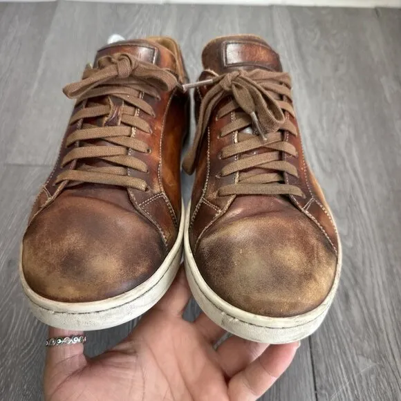 MAGNANNI ELONSO Cognac Brown Walnut Solid Low Top Men Casual Shoes Size 9 M