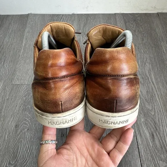 MAGNANNI ELONSO Cognac Brown Walnut Solid Low Top Men Casual Shoes Size 9 M