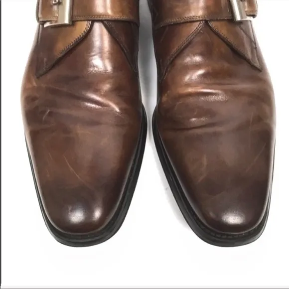 Magnanni Marco Plain Toe Monk Shoes Size 9.5