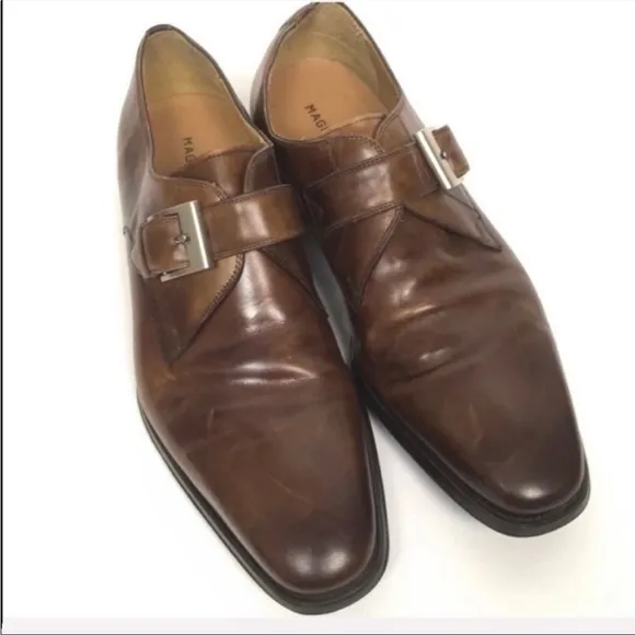 Magnanni Marco Plain Toe Monk Shoes Size 9.5