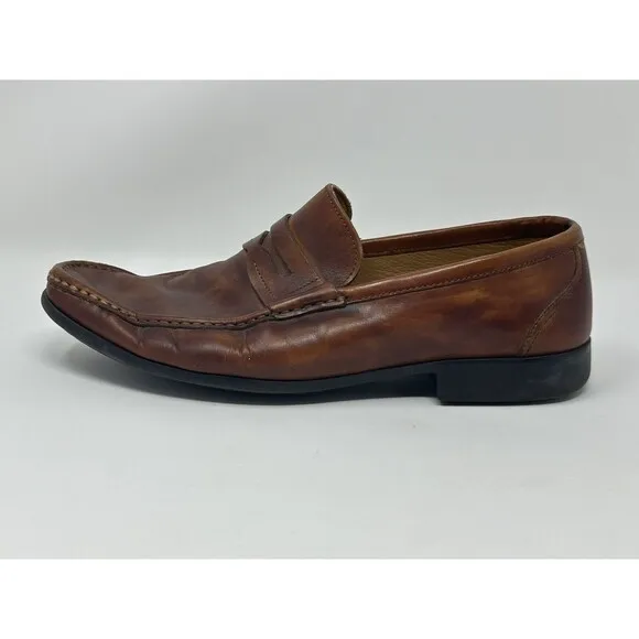Magnanni Men’s Marbled Cognac Leather Loafers Shoes Made In Spain Size 9.5 READ