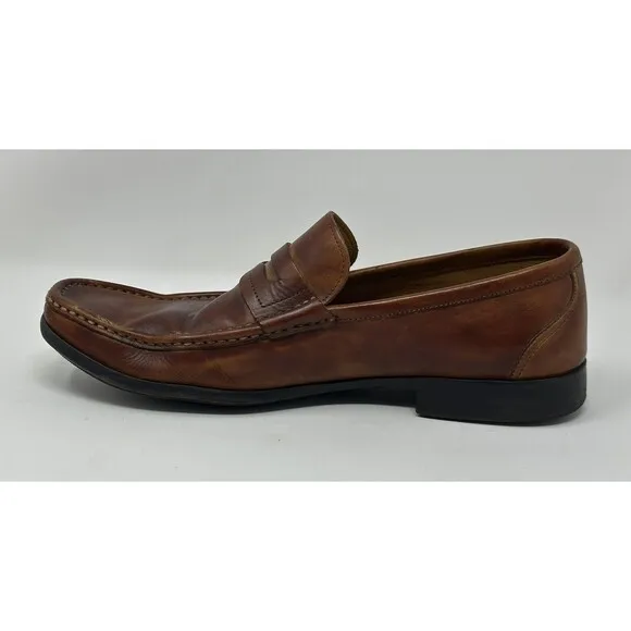 Magnanni Men’s Marbled Cognac Leather Loafers Shoes Made In Spain Size 9.5 READ