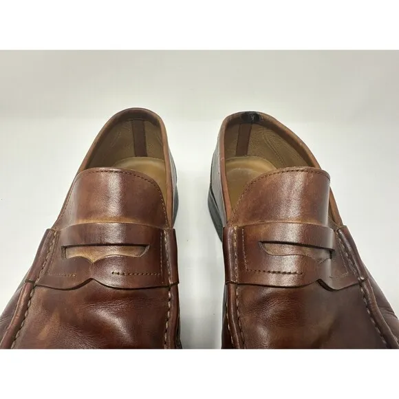 Magnanni Men’s Marbled Cognac Leather Loafers Shoes Made In Spain Size 9.5 READ