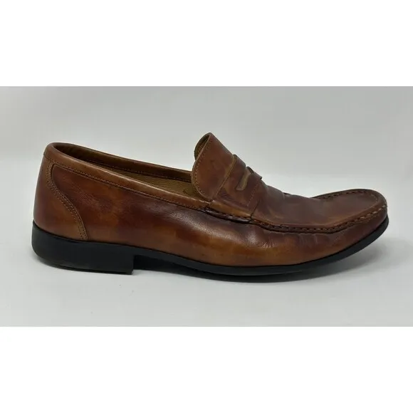 Magnanni Men’s Marbled Cognac Leather Loafers Shoes Made In Spain Size 9.5 READ