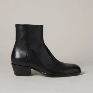 Maison Martin Margiela Black Leather Tuxedo Boot with Cuban Heel