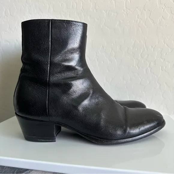 Maison Martin Margiela Black Leather Tuxedo Boot with Cuban Heel