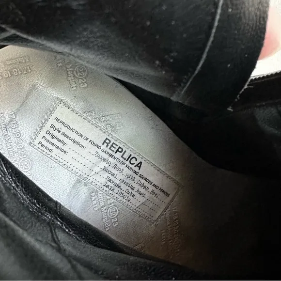 Maison Martin Margiela Black Leather Tuxedo Boot with Cuban Heel