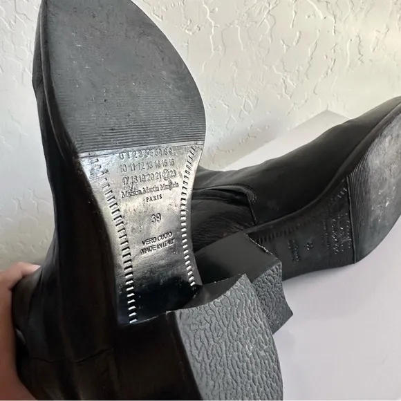 Maison Martin Margiela Black Leather Tuxedo Boot with Cuban Heel