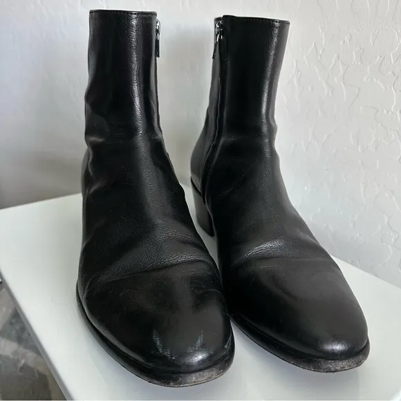 Maison Martin Margiela Black Leather Tuxedo Boot with Cuban Heel
