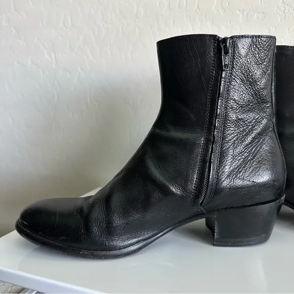 Maison Martin Margiela Black Leather Tuxedo Boot with Cuban Heel