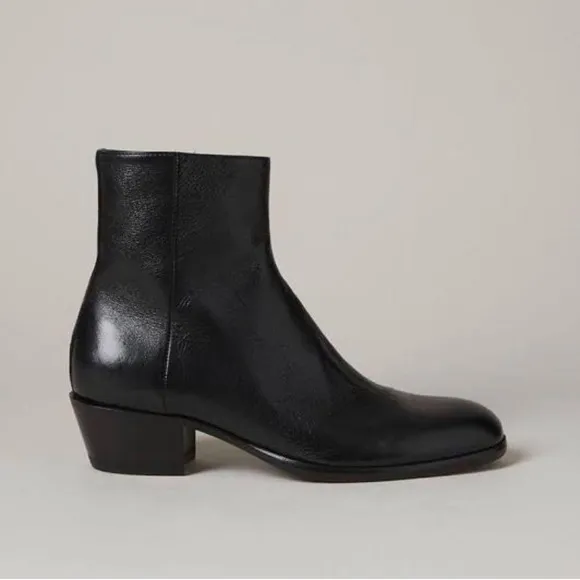 Maison Martin Margiela Black Leather Tuxedo Boot with Cuban Heel