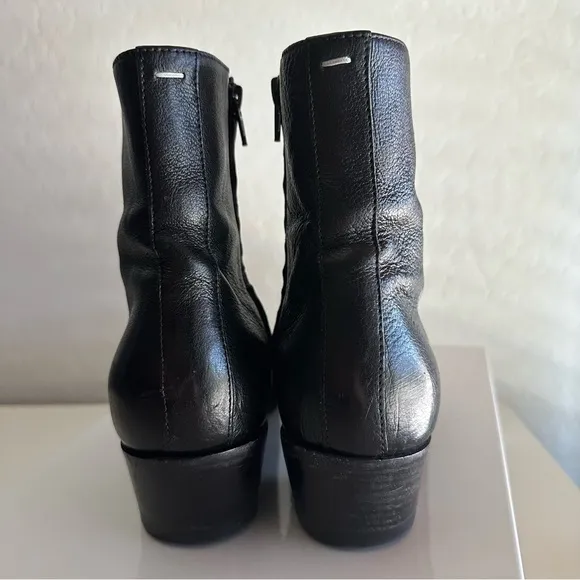 Maison Martin Margiela Black Leather Tuxedo Boot with Cuban Heel