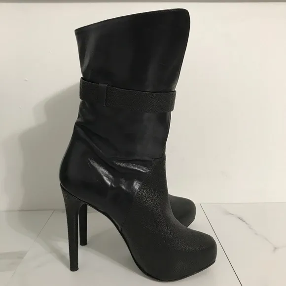 Maiyet Black High Heel Boots with Buckle Detail