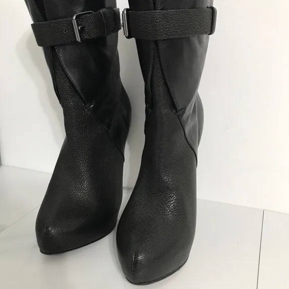 Maiyet Black High Heel Boots with Buckle Detail