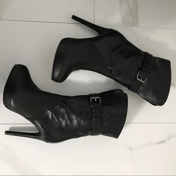 Maiyet Black High Heel Boots with Buckle Detail