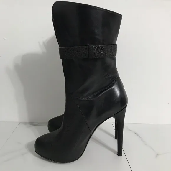 Maiyet Black High Heel Boots with Buckle Detail