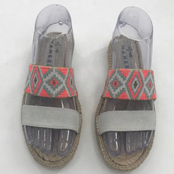 Manebi Embroidered Aztec Espadrille Sandals