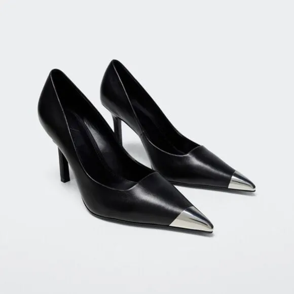 Mango Wally Metal Pointed Toe Court Shoes – Size 40 (US 9)​