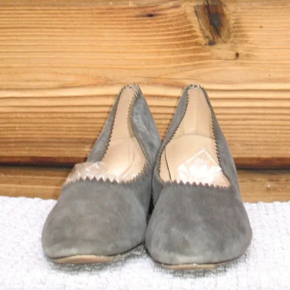 Mango Womens 7 Gray Suede Block Heel Shoes