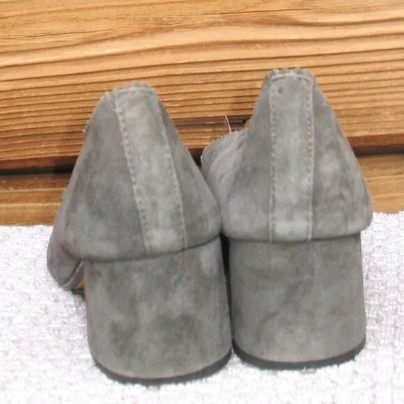 Mango Womens 7 Gray Suede Block Heel Shoes