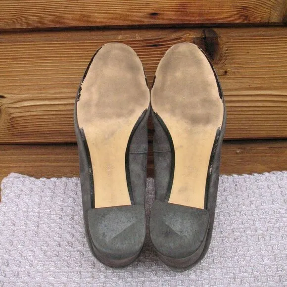 Mango Womens 7 Gray Suede Block Heel Shoes