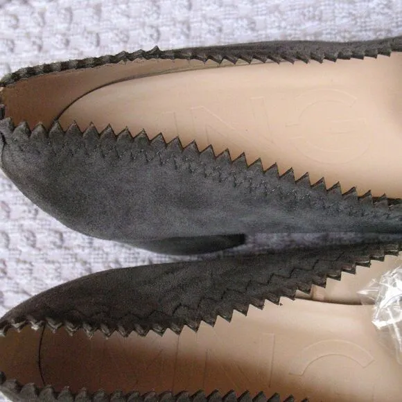 Mango Womens 7 Gray Suede Block Heel Shoes