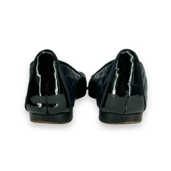 Manolo Blahnik Navy &amp; Black Quilted Ballet Flats sz 37.5
